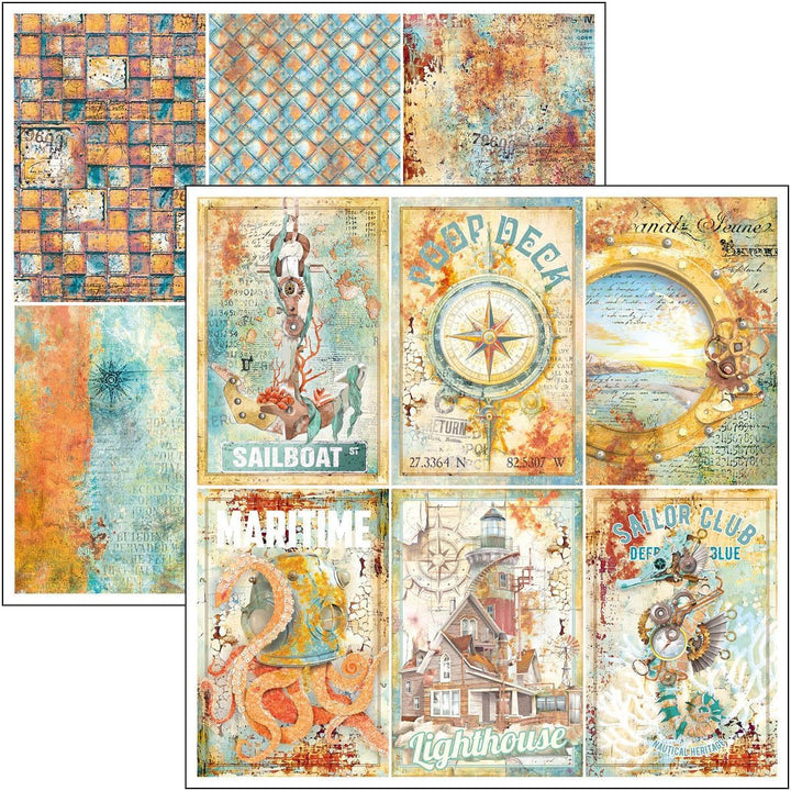 Ciao Bella Scrapbook-Papier Coral Reef, 30,5 x 30,5 cm, 12 Blatt, 190 g/m2, Bastelpapier für Hobbys