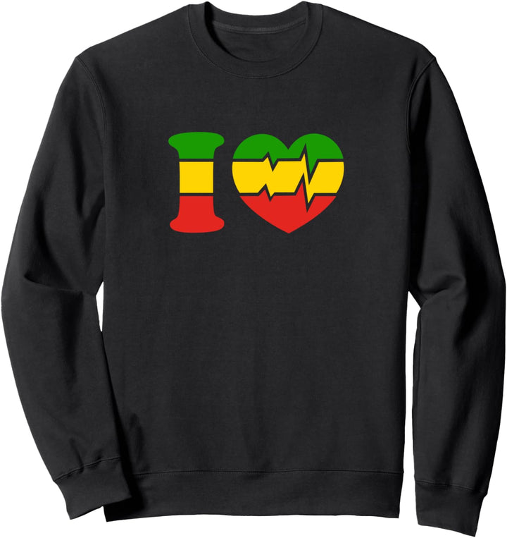 Reggae, Herz, Puls, Frequenz, Sound, Ich liebe, Herzschlag, Sweatshirt
