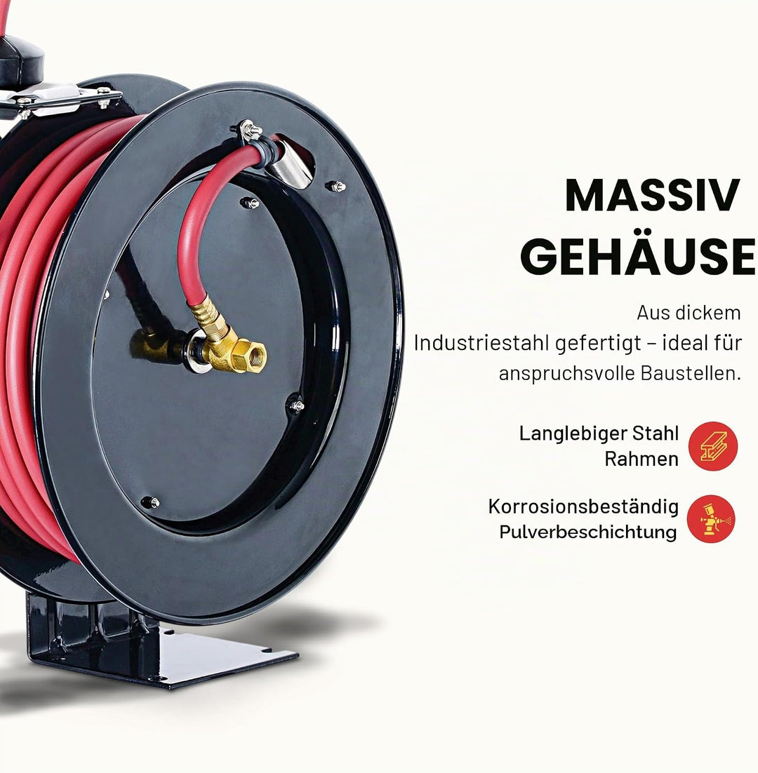 ReelWorks l815153ha Stahl Retractable air Compressor/wasserschlauchtrommel mit 3/8 „x 50‚hybrid Poly