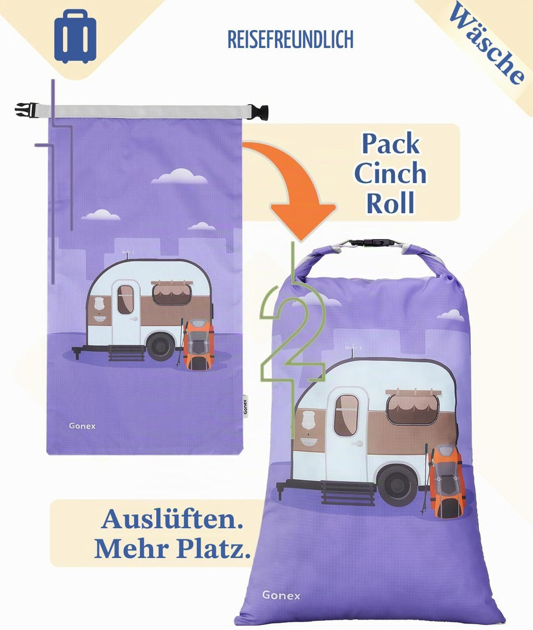 Gonex Compression Packing Cubes 6er Set, Gonex Kleidertaschen 6-teilig Verpackungswürfel, Kleidertas