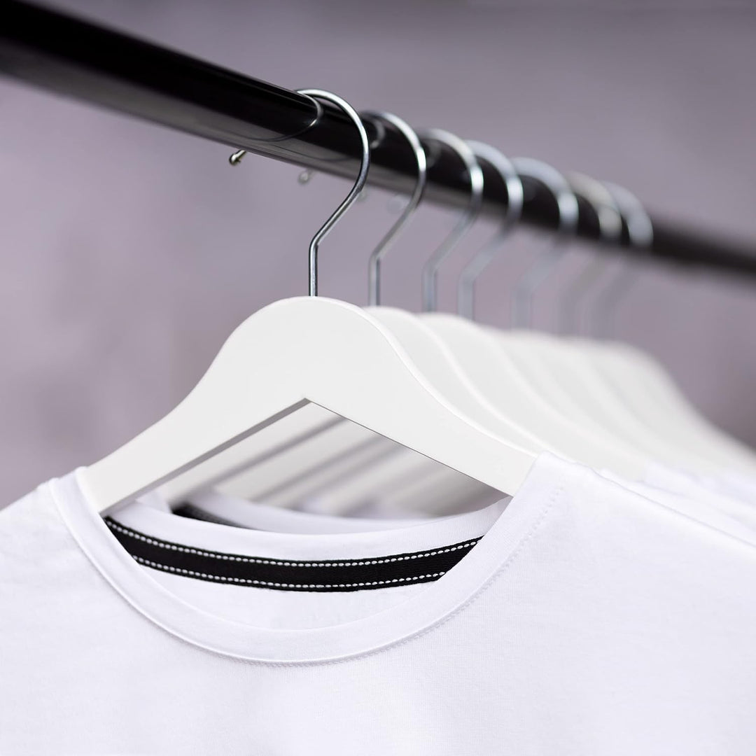 OGIVO Kleiderbügel aus Holz - Holzbügel weiss für Ihren Garderobe - Haken um 360° drehbar - Einkerbu