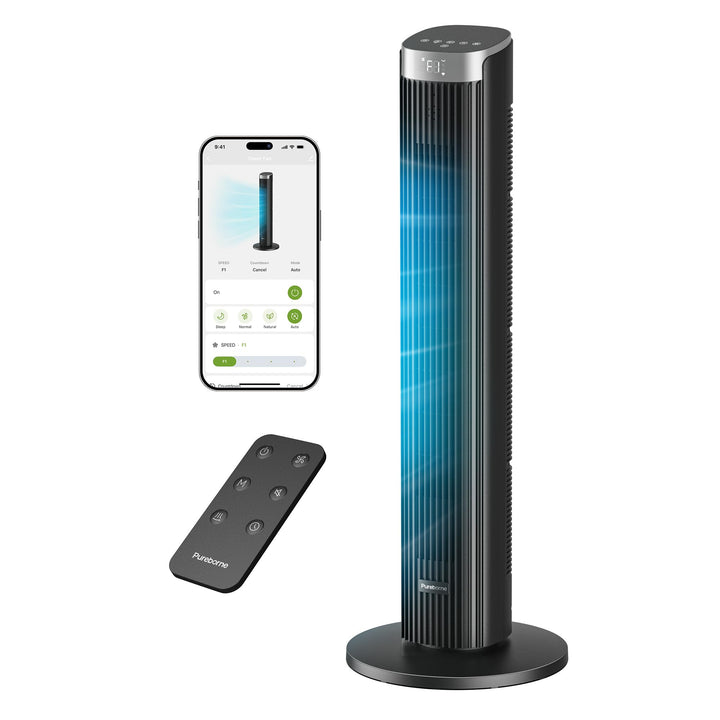 Leiser Ventilator, 23dB Smart Turmventilator, 90° Oszillation Tower Fan, 4 Stufen & 4 Modi, 12H Time
