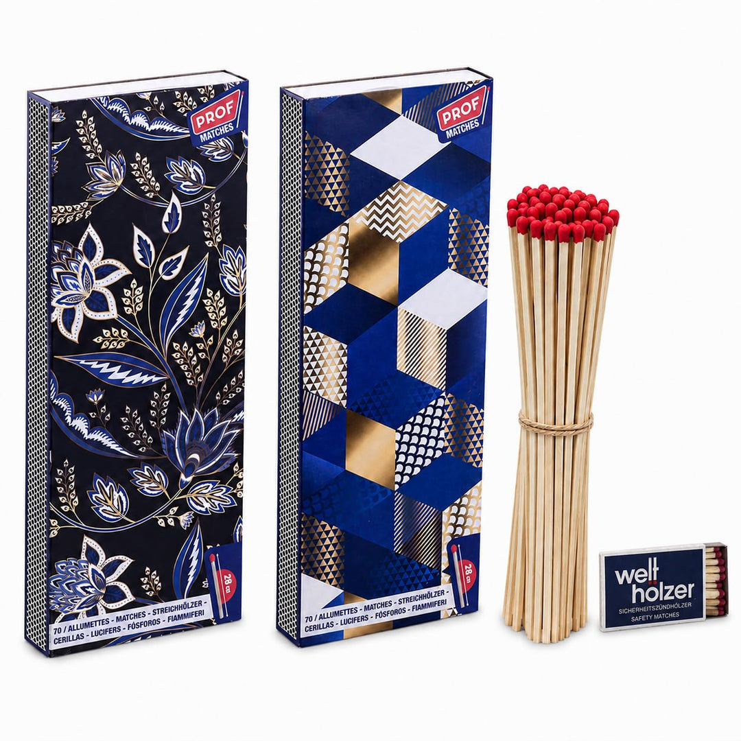 🔥 2 Jumbo Streichholzschachteln XXL 28cm extra lang für Kamin/Feuer Motive: 2x70er Packungen Kaminan