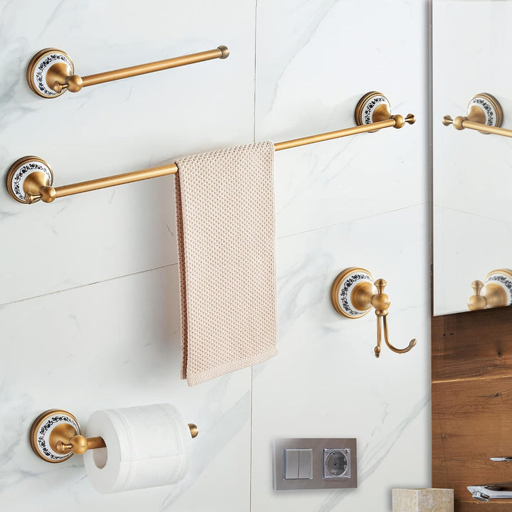 Antike Bronze Badezimmer Hardware Set,Verstellbarer Handtuchhalter, Toilettenpapierhalter, Handtuchh