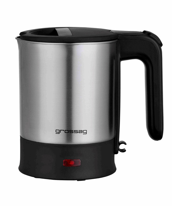 grossag WK 6.07, Kompakter Reise-Wasserkocher 0,5L Edelstahl-Topf, umschaltbare Spannung (115V/230V)