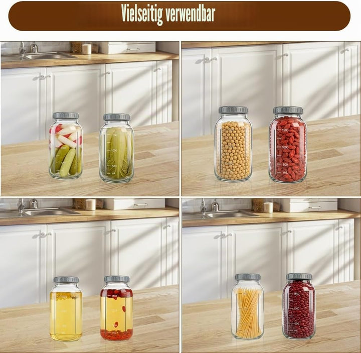 Fermentierglas 2 Stück 2L, Kimchi Behälter mit Luftschleuse, Perfekt für die Gärung für Kimchi, Saue