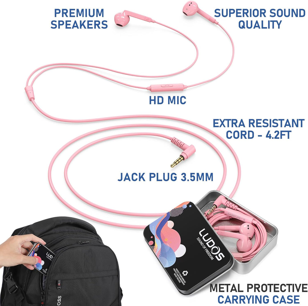 LUDOS FEROX Kopfhörer In Ear Kopfhörer mit Kabel und Mikrofon, 5 Jahre Garantie, In Ear Ohrhörer, 3,