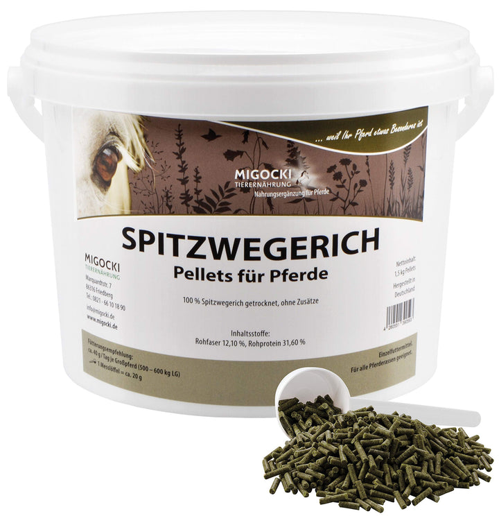 MIGOCKI SPITZWEGERICH – 1,5 kg – für Pferde – Reine Kräuter ohne Zusätze - Pellets