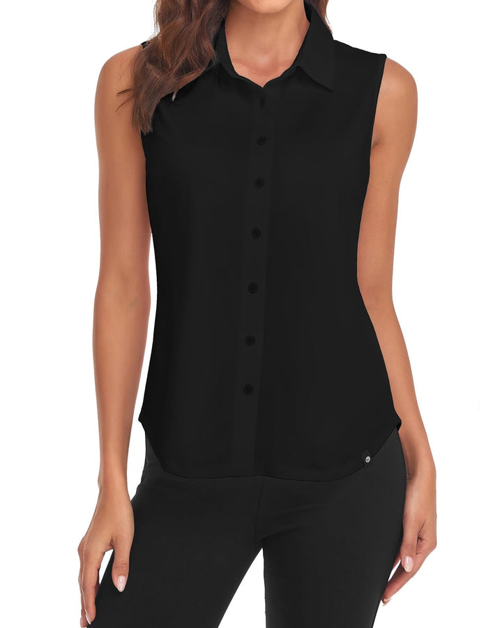 Soneven Bluse Damen Elegant Sport Tank Top mit Kragen Damen Ärmellos Poloshirt Golf Polo Sommer Ober