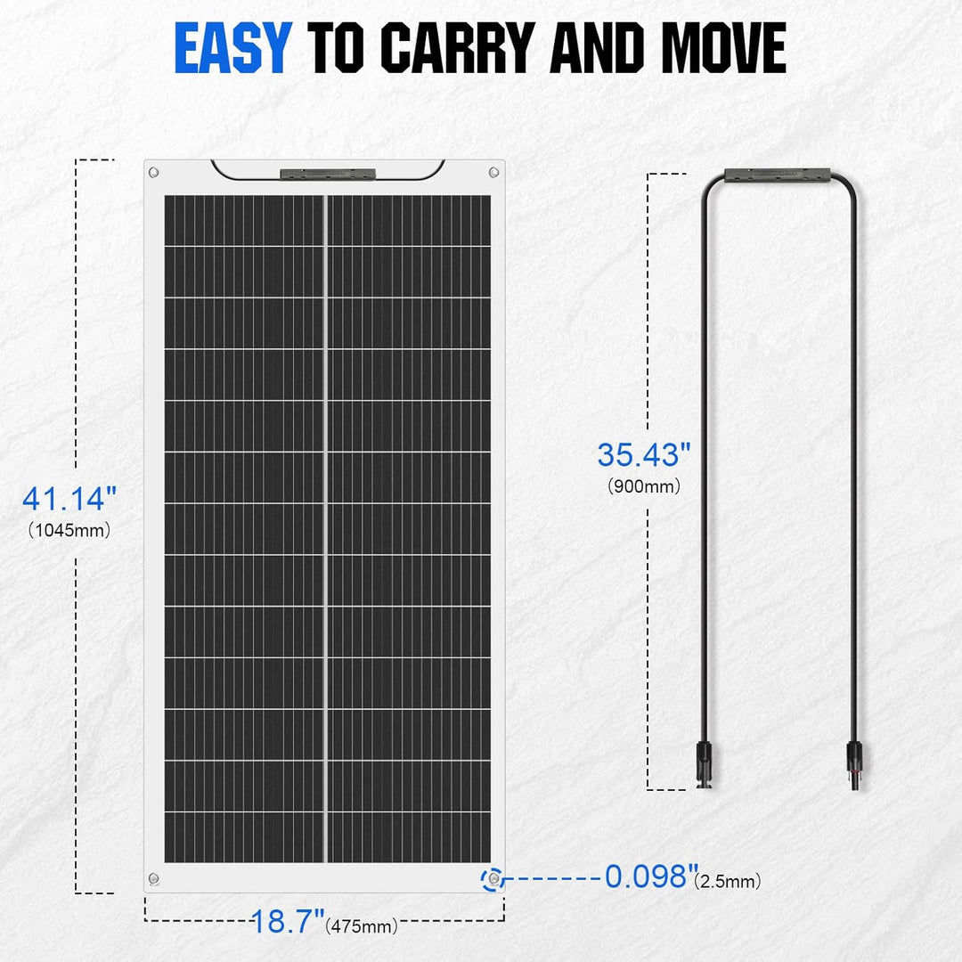 ECO-WORTHY 200W Flexibel Solarpanel 2 Stücke 100W Solarpanel 12V, Monokristalline Solarmodul mit Kab