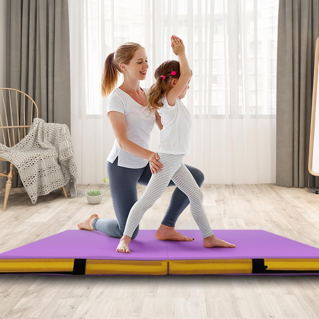 GOPLUS turnmatte klappbar, gymnastikmatte aus Kunstleder, Weichbodenmatte mit Griffe & Reissverschlu