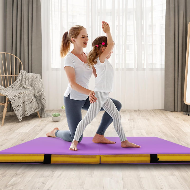 GOPLUS turnmatte klappbar, gymnastikmatte aus Kunstleder, Weichbodenmatte mit Griffe & Reissverschlu