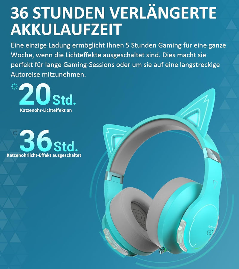 Edifier Hecate G5BT CAT Kabelloses Gaming Headset, 36H Akku, Einziehbar Dual-MIC ENC, Over-Ear Kopfh