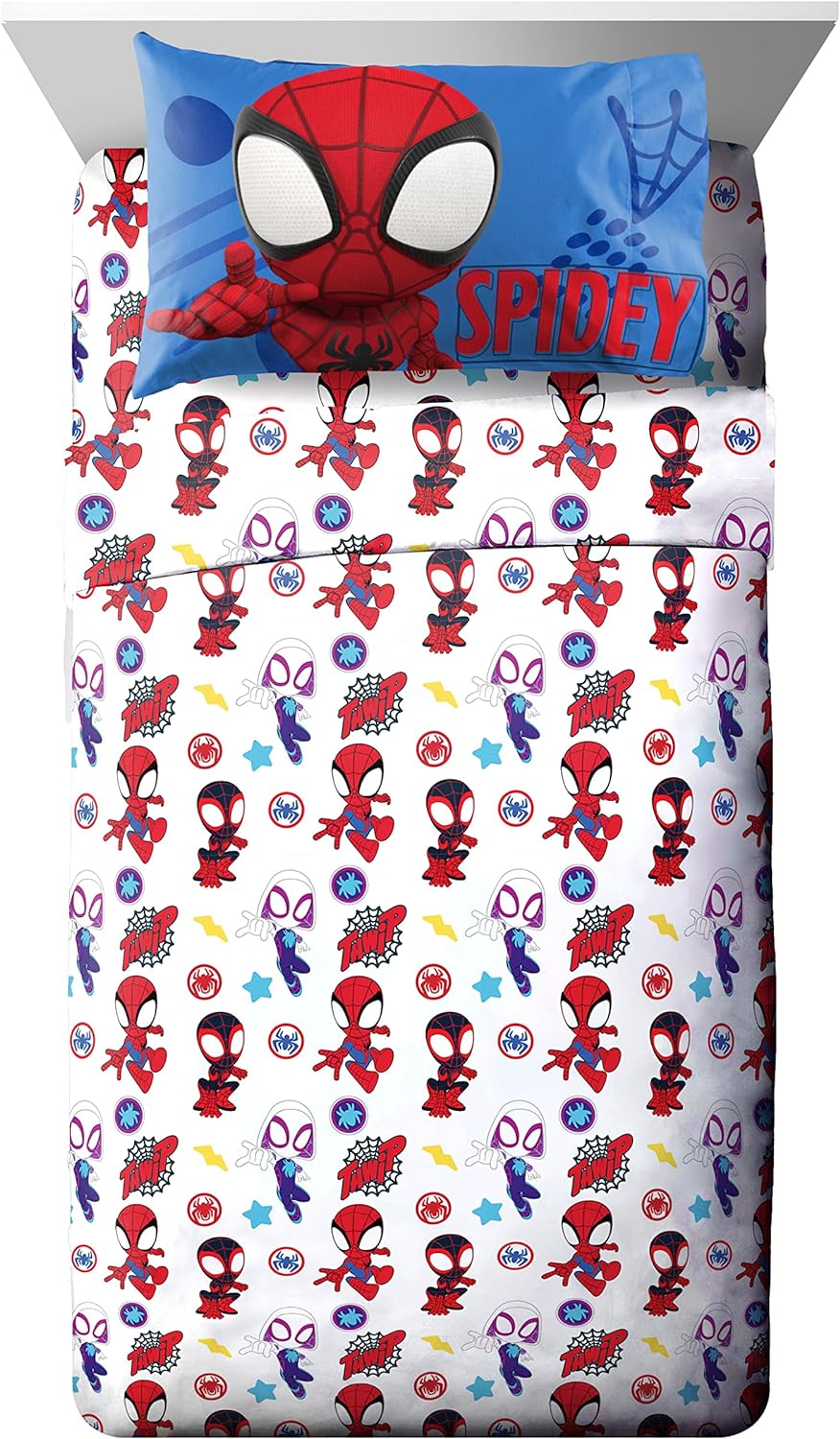 Jay Franco Marvel Spidey and His Amazing Friends Team Spidey 7 Piece Full Size Bed Set - Includes Co