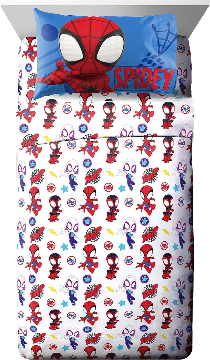Jay Franco Marvel Spidey and His Amazing Friends Team Spidey 7 Piece Full Size Bed Set - Includes Co