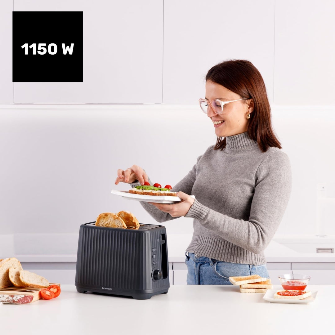 Taurus – Toaster Jonic Toast 1150W | 7 Bräunungsstufen | 3 Funktionen | 2 Schlitze | Selbstzentrieru