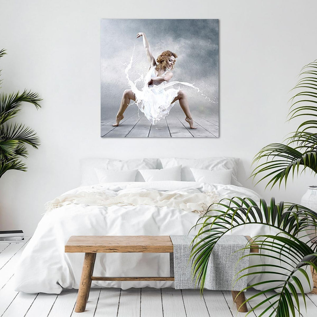 Bilder auf Leinwand 70x70cm Leinwandbild mit Rahmen Frau Tänzerin Ballett Gross Wanddeko Bild Schlaf