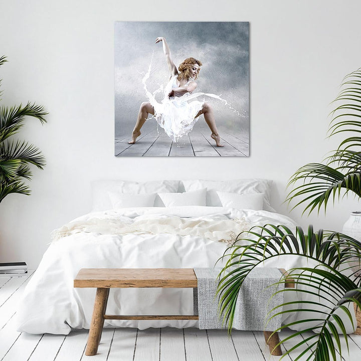 Bilder auf Leinwand Frau Tänzerin Ballett Leinwandbild mit Rahmen 60x60cm Wandbilder Dekoration Wohn