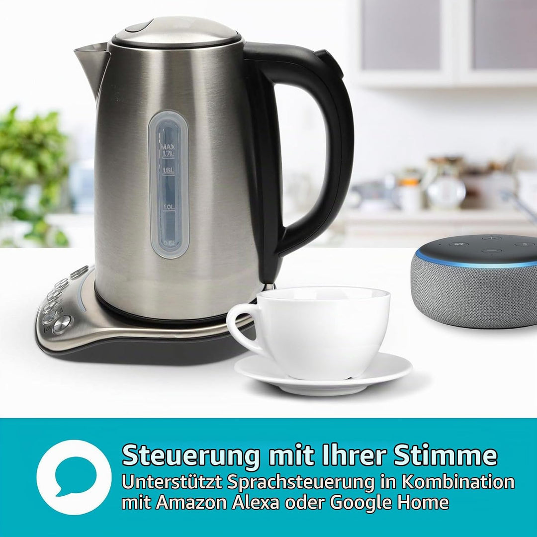 Nedis KAWK8000WIFI SmartLife Wasserkocher - Wi-Fi Steuerung - 1,7 l Edelstahl - 2200 W - Temperatura