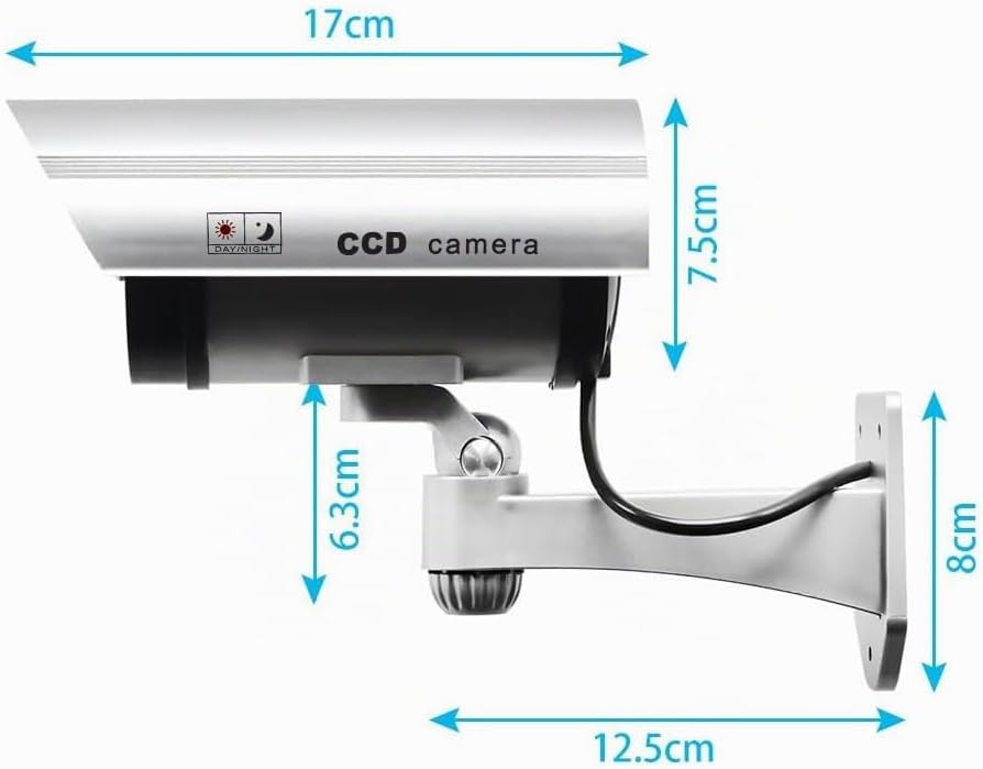 Dummy Kamera Fake Überwachung Kamera CCTV mit Blinkendem LED Licht Sicherheitskamera - 2 Stück (Silb