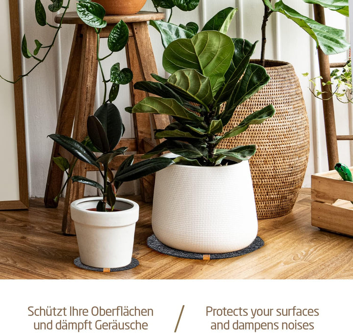 MIQIO® Design Filz Untersetzer rund für Vasen BZW Getränkeuntersetzer - 8er Set - 10 cm/ 15cm / 20 c