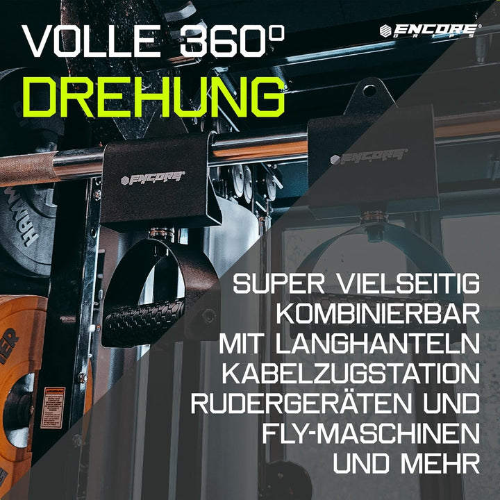 360° drehbare Klimmzuggriffe – Gelenkschonende Pull-Up & Kabelzug Griffe für natürliche Bewegung & b