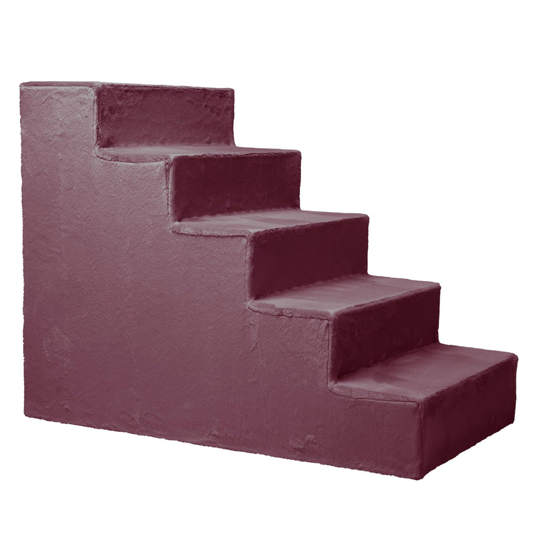 Mg Design Hundetreppe 5 Stufen in Violett – Stabiler Holzrahmen, gelenkschonend, leicht &amp; mobil, für