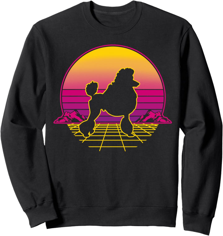 Pudel Hund Welpe Retro Vintage Sunset Sweatshirt