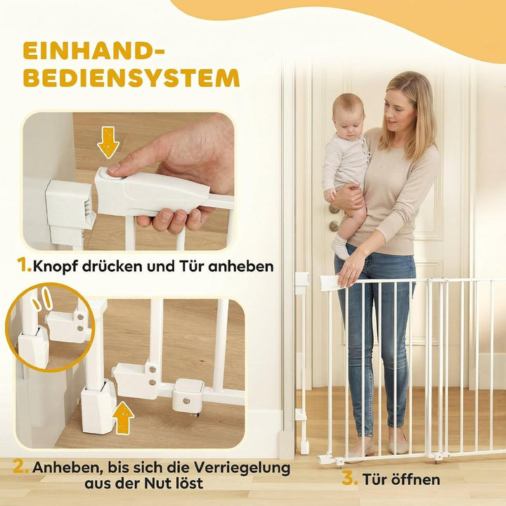 PawHut Treppenschutzgitter Türschutzgitter 74,5-111,5cm Kinderschutzgitter mit Auto-Close, Beidseiti