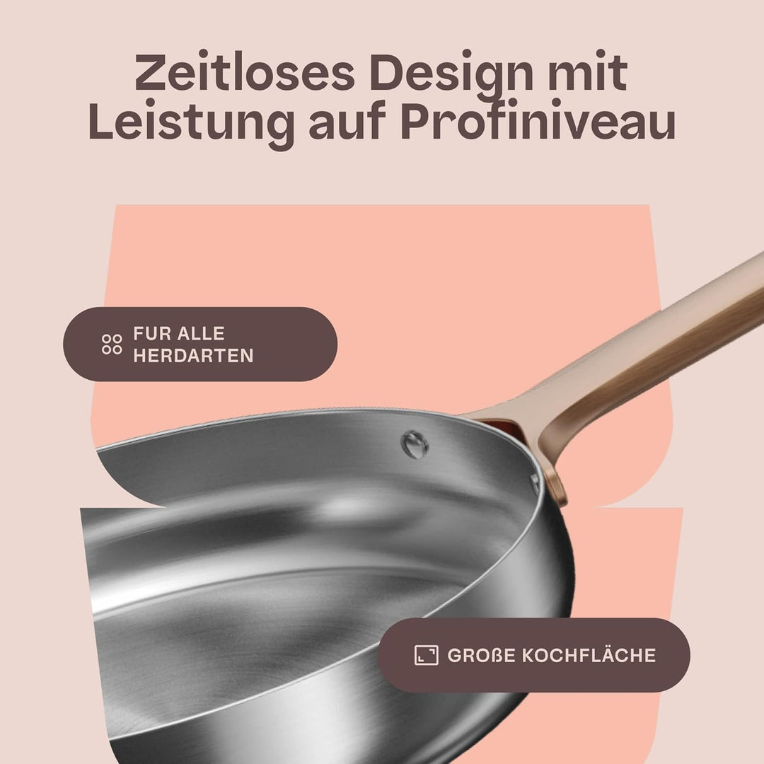 Berghoff Home Edelstahl Pfanne 28cm – ohne PFAS – Universalpfanne für alle Herdarten – Pfanne Indukt