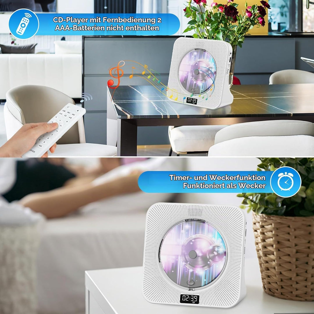 Gueray Desktop CD Player Bluetooth CD-Spieler mit Lautsprechern für Zuhause Tragbarer CD-Player mit