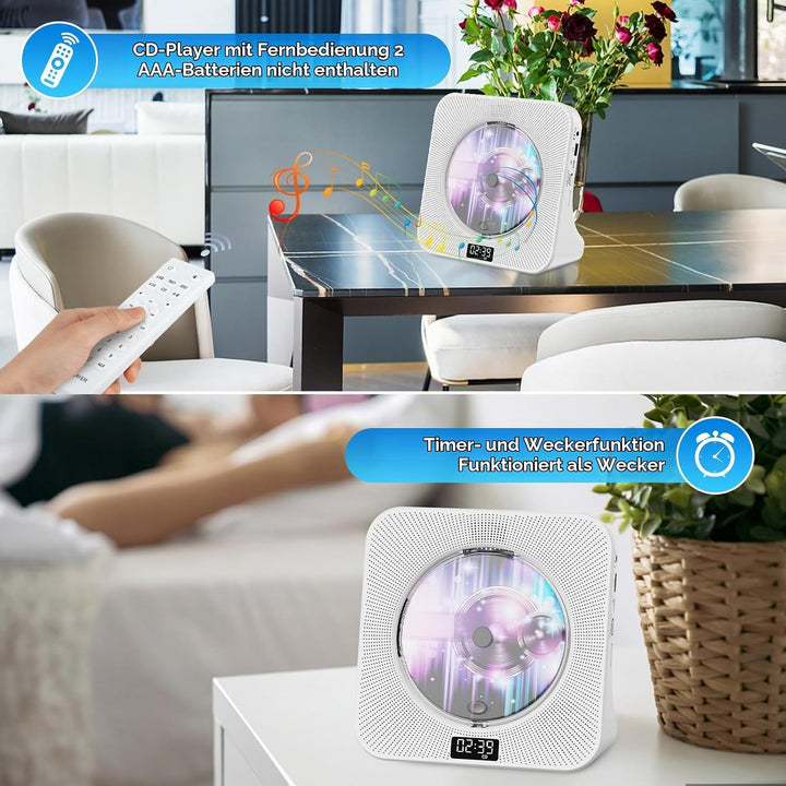 Gueray Desktop CD Player Bluetooth CD-Spieler mit Lautsprechern für Zuhause Tragbarer CD-Player mit
