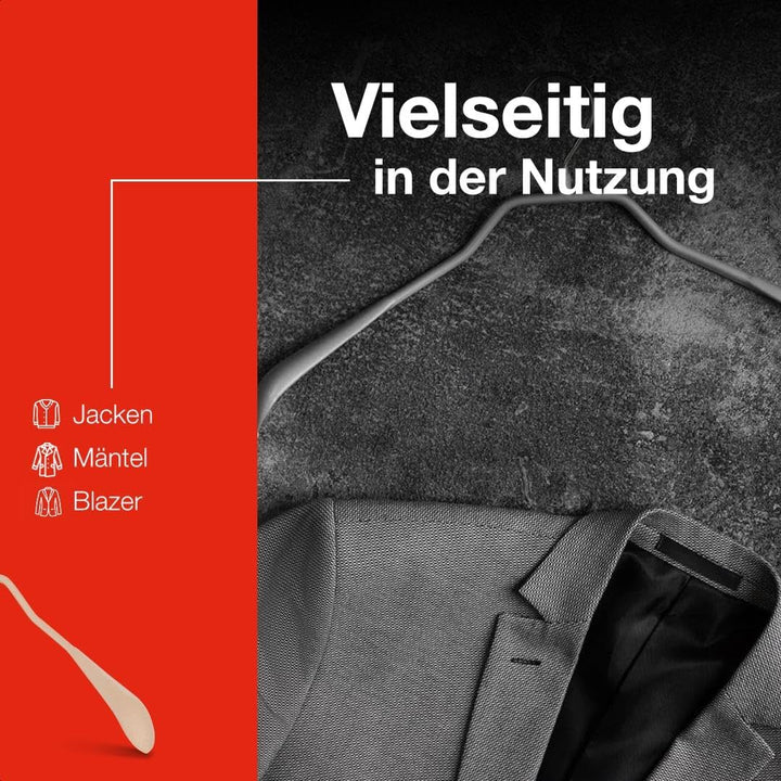 MAWA Kleiderbügel, 10 Stück, Körpergeformte Metallbügel für Jacken, Mäntel, Blazer und Jacketts, 360