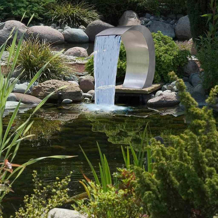 Schwalldusche Edelstahl Schwallbrause Pool Wasserschwall Schwimmbad, Silber 30x60x45 cm,ohne LED 30x