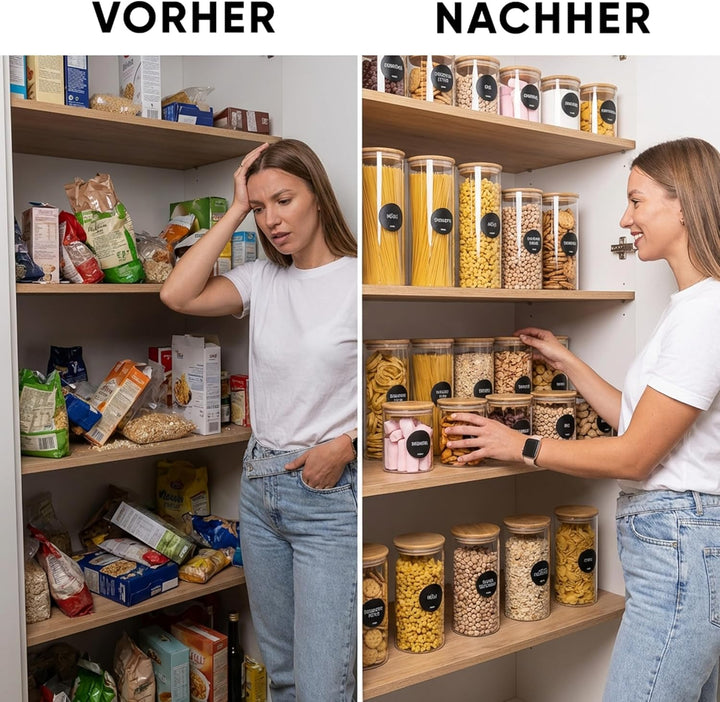 Deco haus Vorratsgläser mit Deckel 4er set, Vorratsdosen Glas Luftdicht - Glas Vorratsdosen mit Deck