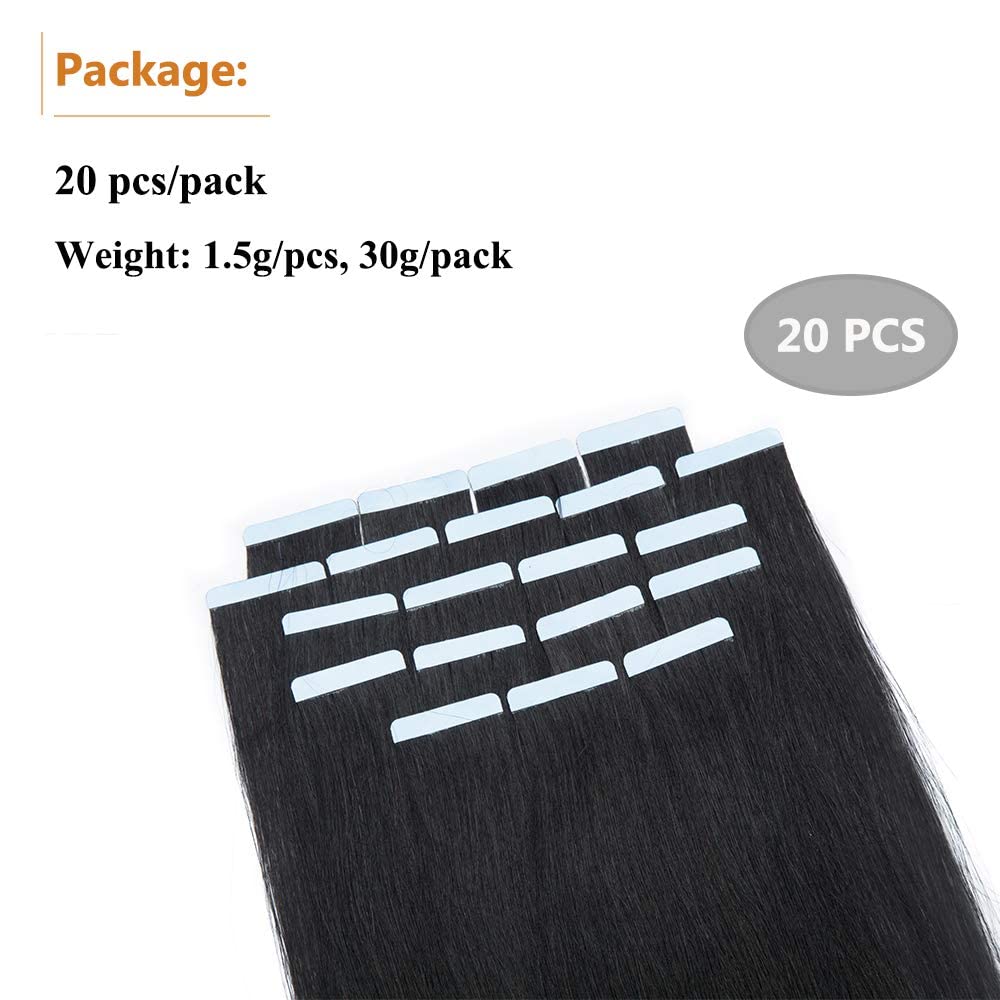 Elailite Tape Extensions Haarverlängerung - 20Stück Tape in Extensions Echthaar - Remy Real Human Ha