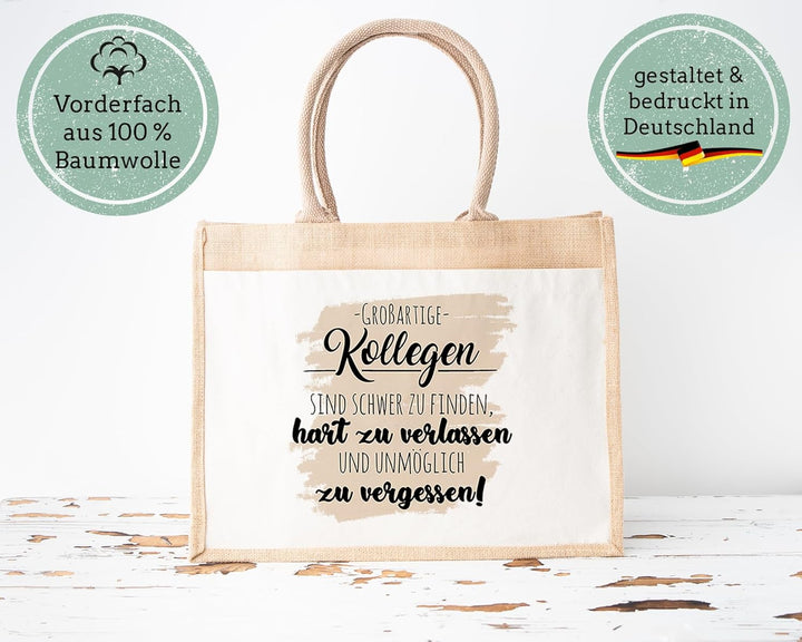 LIEBTASTISCH - Nachhaltige Jutetasche - Grossartige Kollegen sind schwer zu finden - Geschenkidee zu