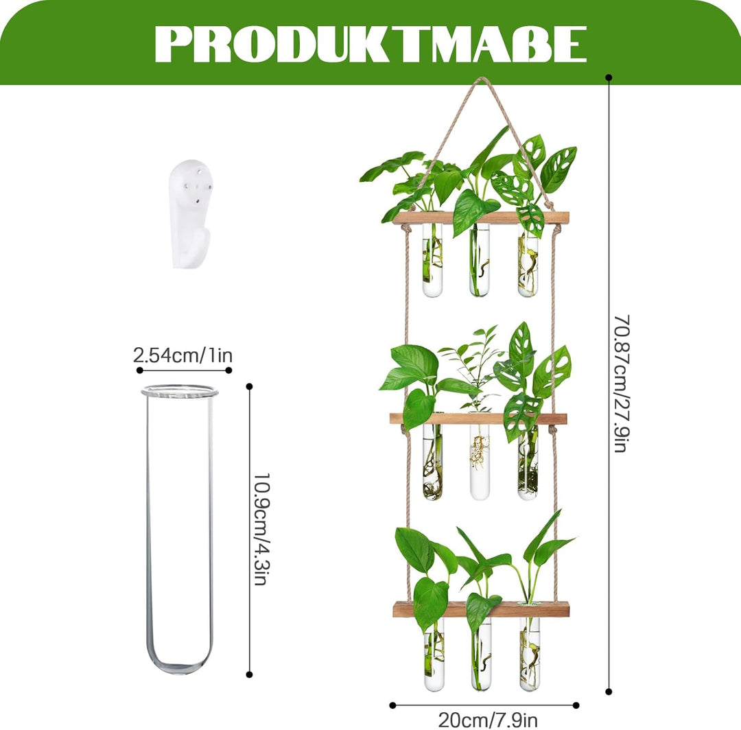 XXXFLOWER Reagenzgläser für Blumen,Kleine Vasen Set mit Ständer für Pflanzen,3X3 Propagation Station