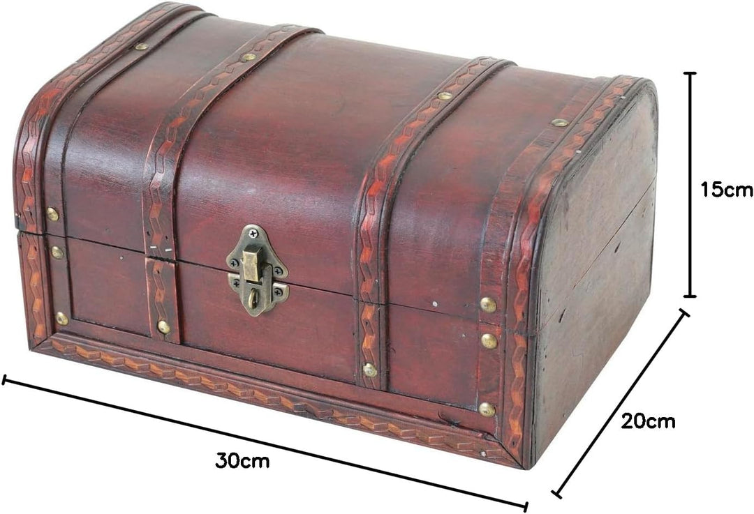 HMF 6401-130 Schatztruhe aus Holz mit Schloss | 30 x 20 x 15 cm | Klein | Spanien 30 cm, Spanien, 30