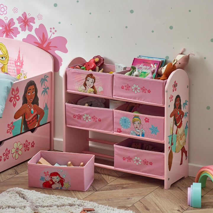 Disney Princess Storage Unit in Pink with 6 Storage Boxes for Kids Princess Light Pink, Princess Lig
