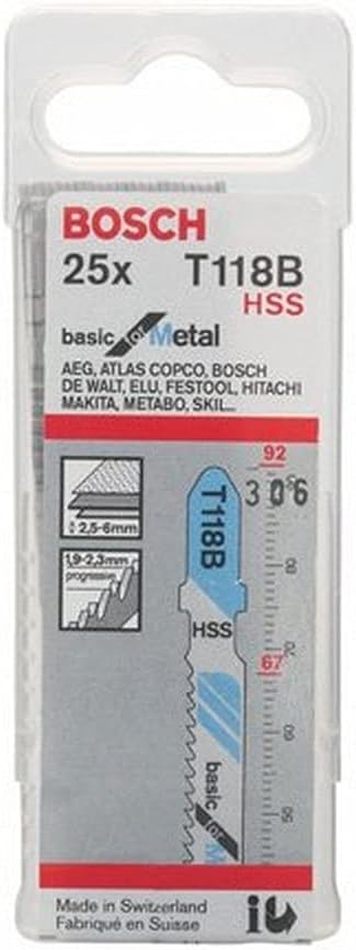 Bosch Accessories Professional 25x Stichsägeblatt T 118 B Basic for Metal (für Stahlbleche, Zubehör