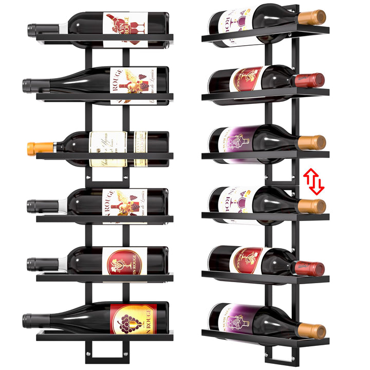 Weinregal Wand für 12 Flaschen, Weinregal Metall, Flaschenregal Geeignet für Hausbar, Küche, Restaur