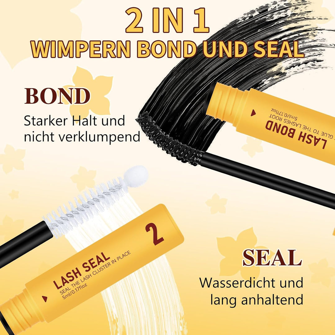 QUEWEL Wimpern-Extensions 320 Stück 30D+40D, DIY Lash Extension Set, Cluster Lashes mit Wimpernklebe