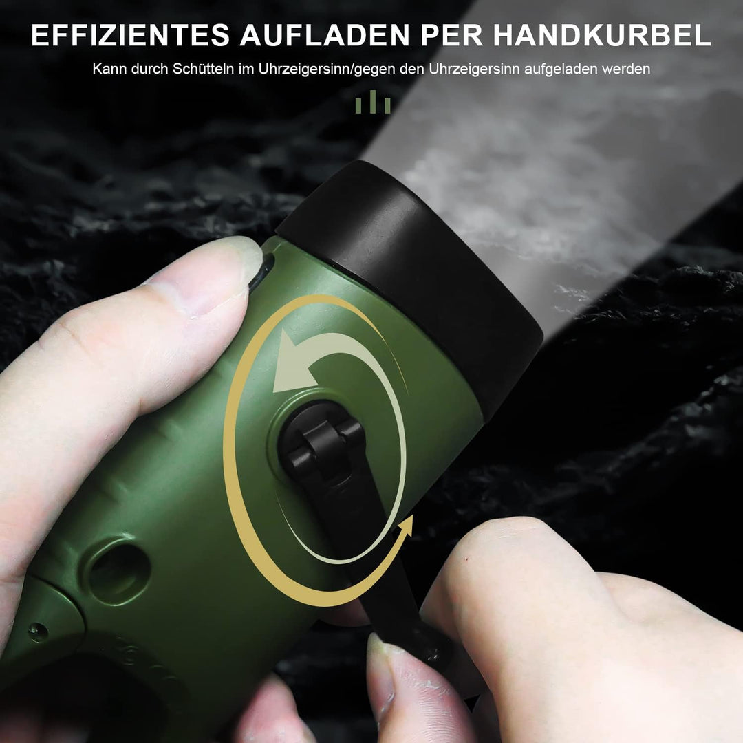 LED Taschenlampe USB Aufladbar, LED Taschenlampe für Aufladen Telefon, Kurbeltaschenlampe, Solar Tas