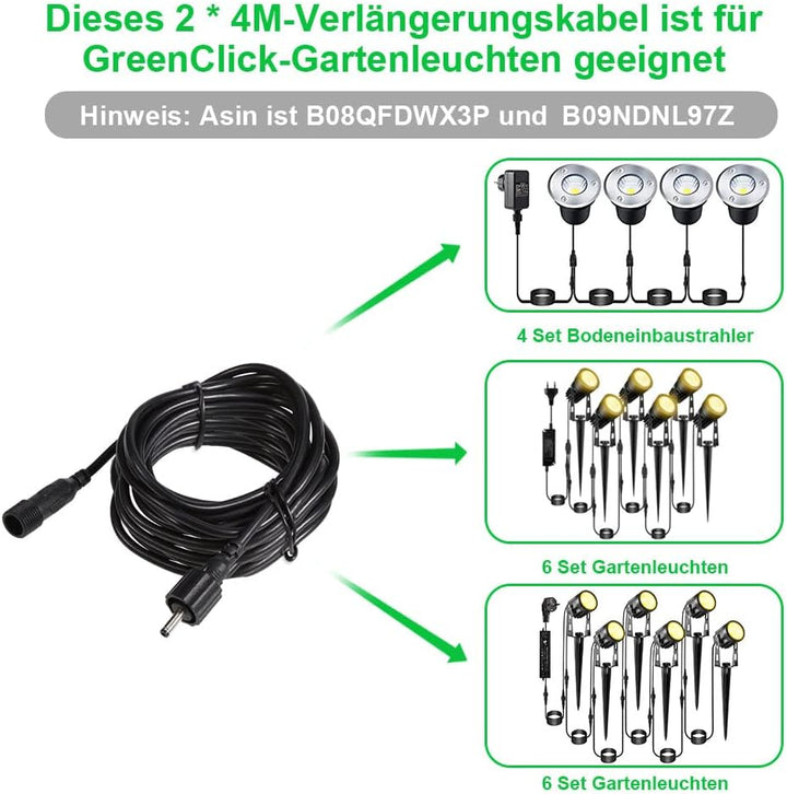 2er-Pack 4M Verlängerungskabel für GreenClick-Gartenleuchten