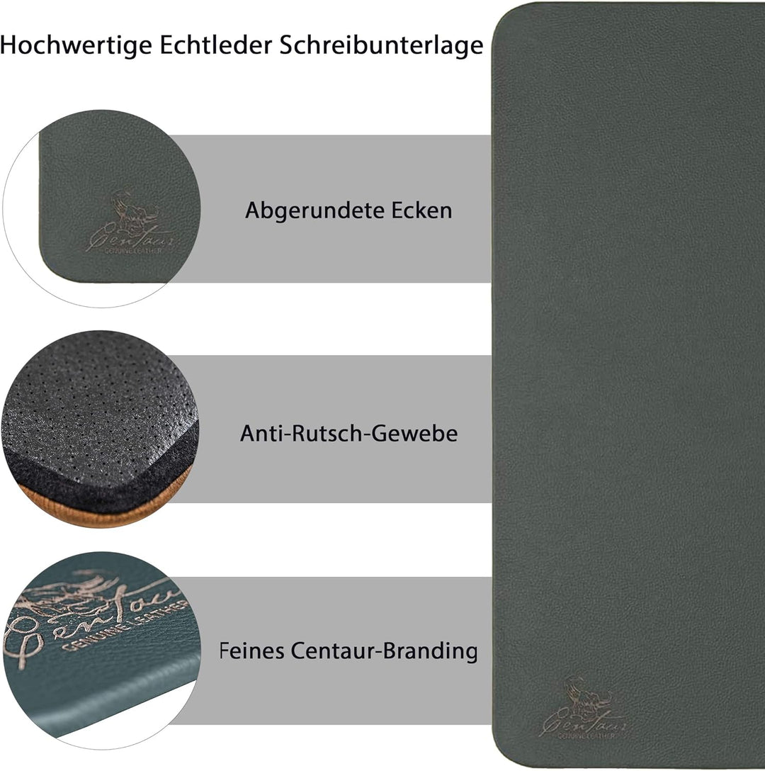 Centaur - Hochwertige Leder Schreibtischunterlage - Flaschengrün 40x60 cm - ideal für Büro und Zuhau