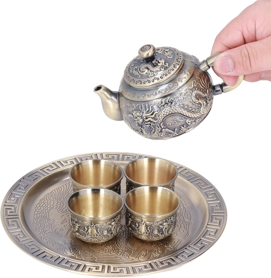Vintage Coffee Pot Set, Metall Tee Set mit 4 Tassen und Tabletthilfemuster Marokkanischer Teekannens