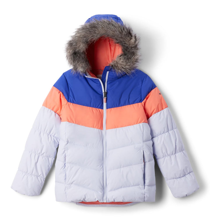 Columbia Mädchen Skijacke, Arctic Blast, Snowdrift/Hot Coral/Clematis Blue