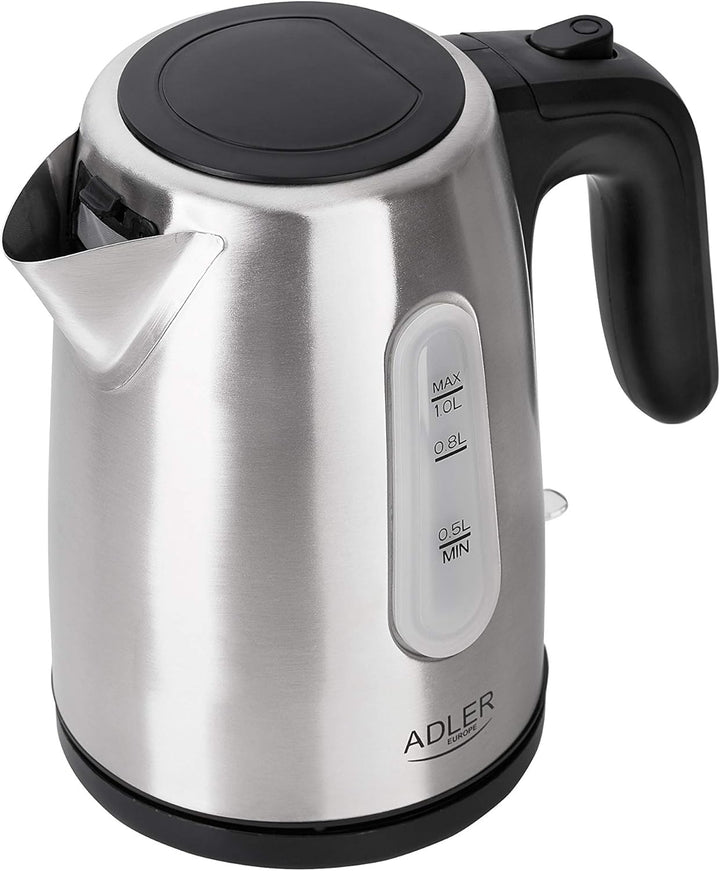 Adler Wasserkocher aus Metall mit einer Kapazität von 1 Liter und 1200 W Leistung AD 1273, 1630, Ede