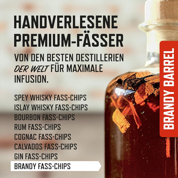 Deer Jimmy's® DIY Brandy Geschenkset – Brandy selbst Machen mit französischem Premium-Eichenholz aus